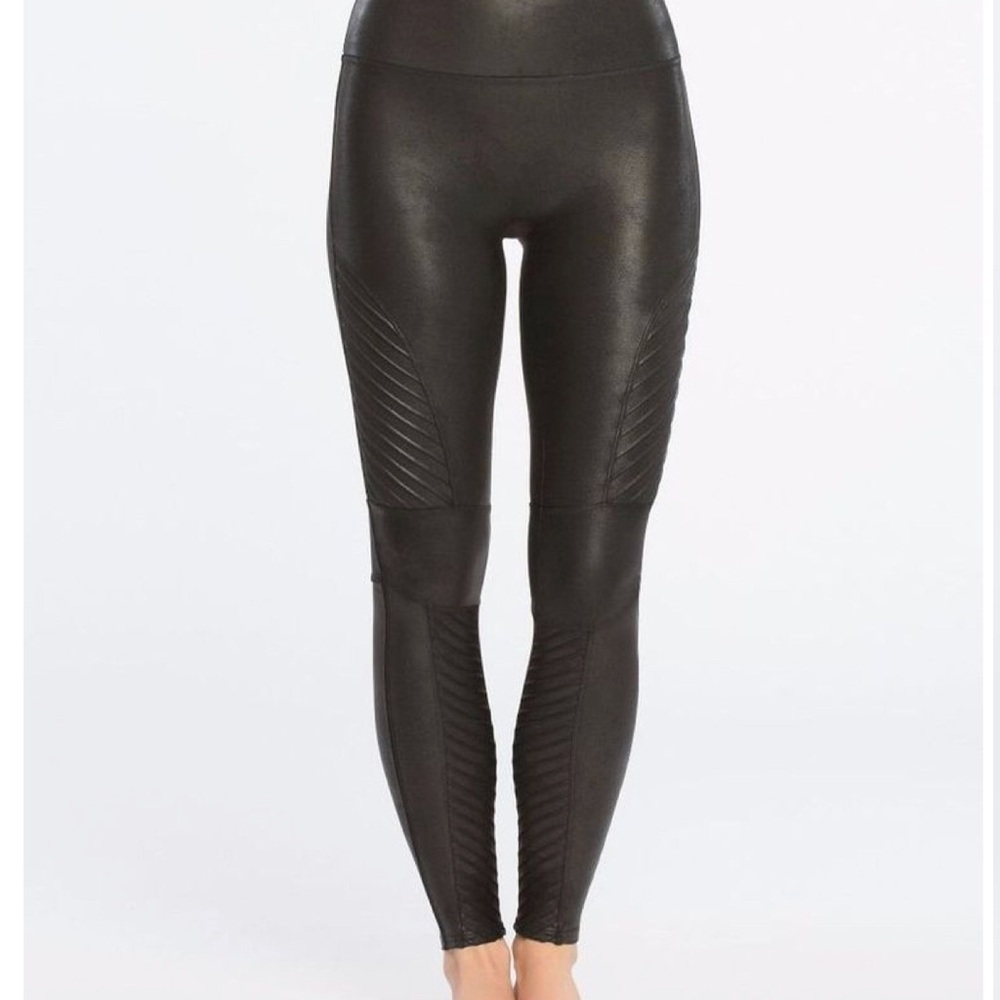 SPANX Black Moto Faux-Leather Leggings